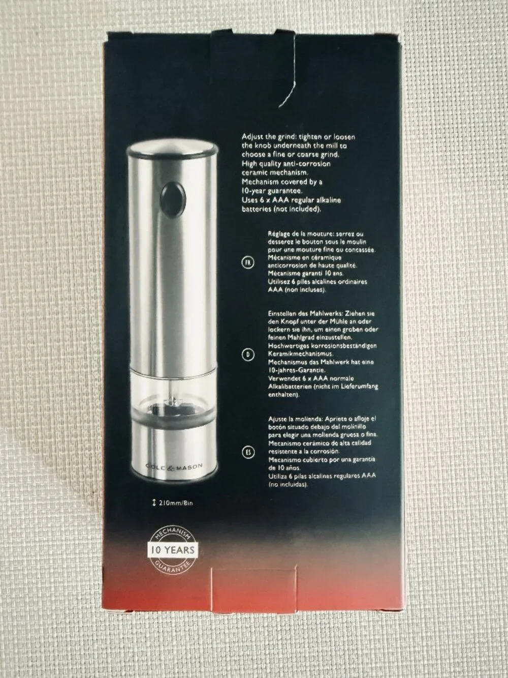 Cole & Mason Battersea Electric Salt Pepper Mill Set NIB